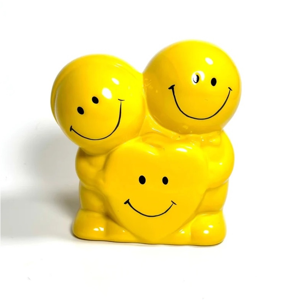 Vintage Ceramic Bank, Smiley Face Couple, 90s